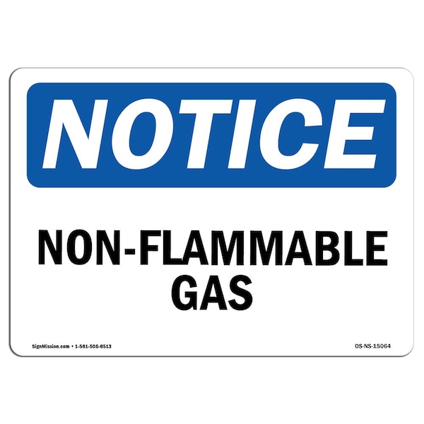 Safety Sign, OSHA Notice, 3.5" Height, 5" Width, Non-Flammable Gases Sign, Landscape, 10PK